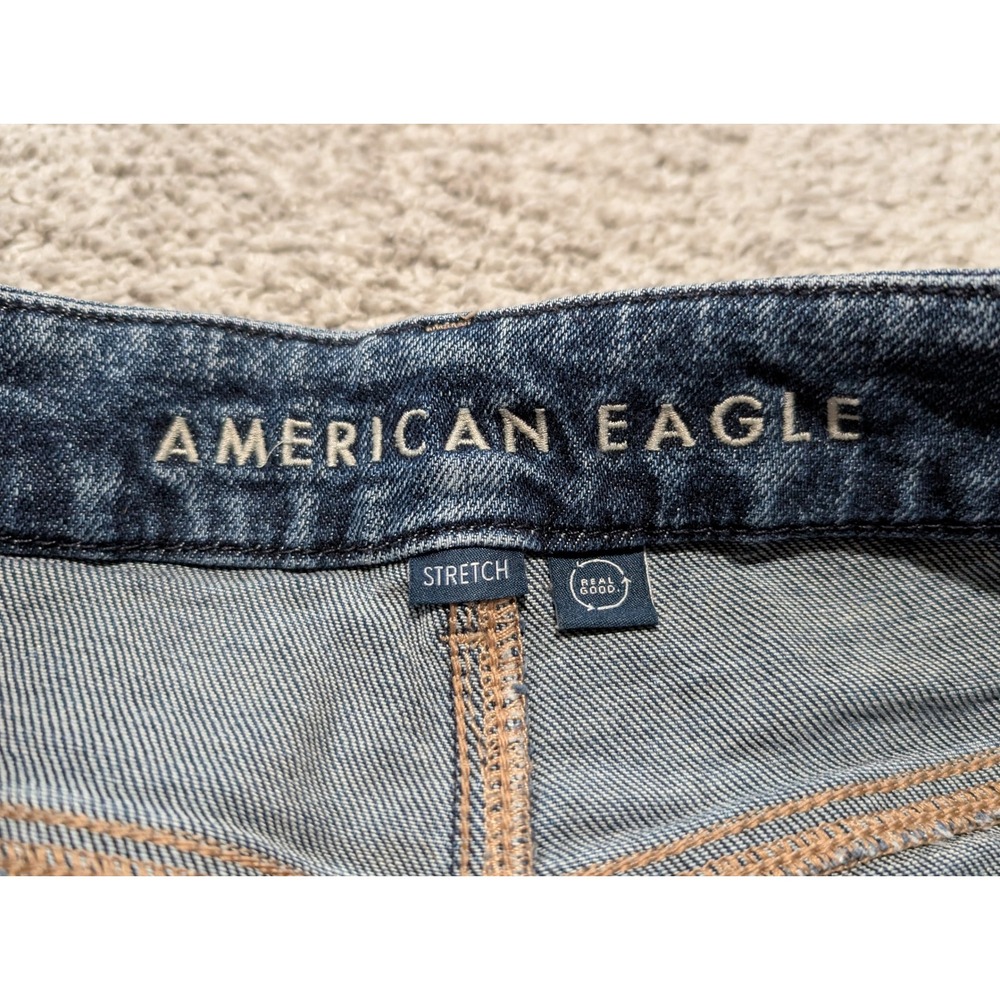 American Eagle Jeans Womens 10 Blue Wide Leg High Rise Baggy Dark Wash Denim - Picture 5 of 9